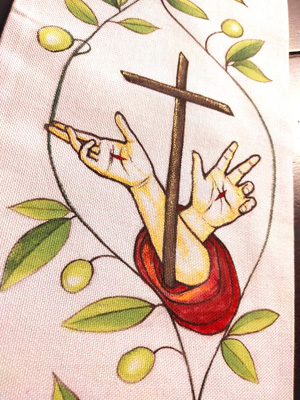 Stola religiosa dipinta a mano con decorazione pittorica