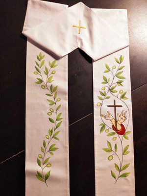 Stola religiosa dipinta a mano con decorazione pittorica