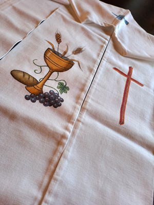 Stola religiosa dipinta a mano con decorazione pittorica