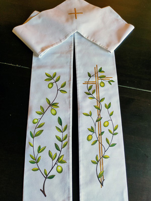 Stola religiosa dipinta a mano con decorazione pittorica