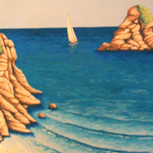 Trompe l'oeil con mare - Casa privata - Padova