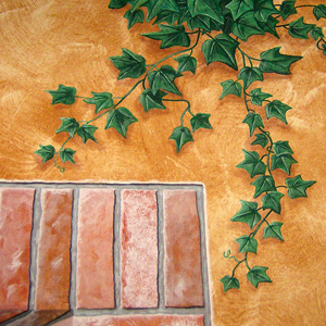 Particolare Trompe l'oeil con Castello d'Este - Casa privata - Este (Padova)